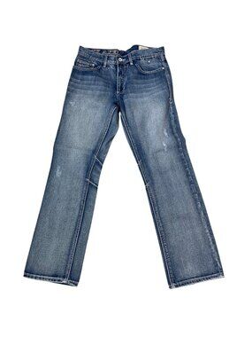 TK Axel Griswold Slim Straight Jeans Sz 32x32 Thick Stitch Western Distressed